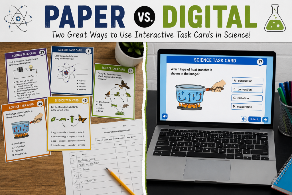 digital vs paper interactive task cards